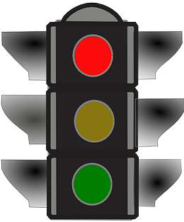 Verkehrsampel zeigt rotes Licht.